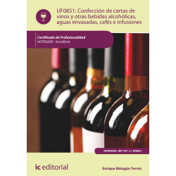 Confección de cartas de vinos, otras bebidas alcohólicas, aguas envasadas, cafés e infusiones. UF0851
